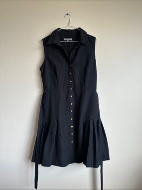 Sharagano Black Sleeveless Button-Front Mini Dress